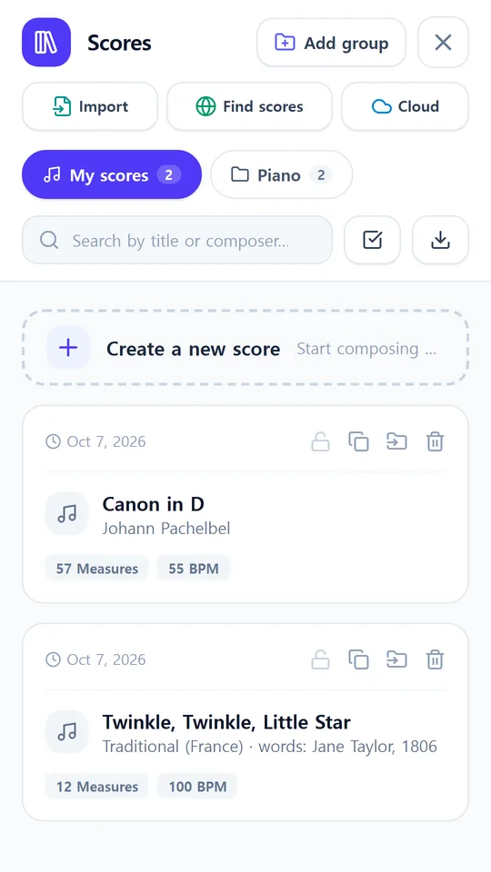 Your scores, neatly in order