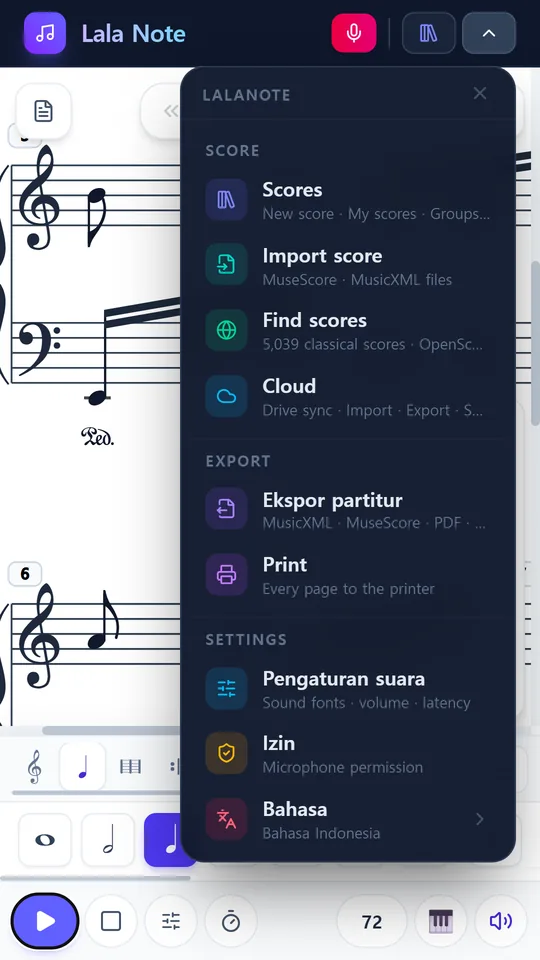 MusicXML, PDF, MIDI, dan lainnya