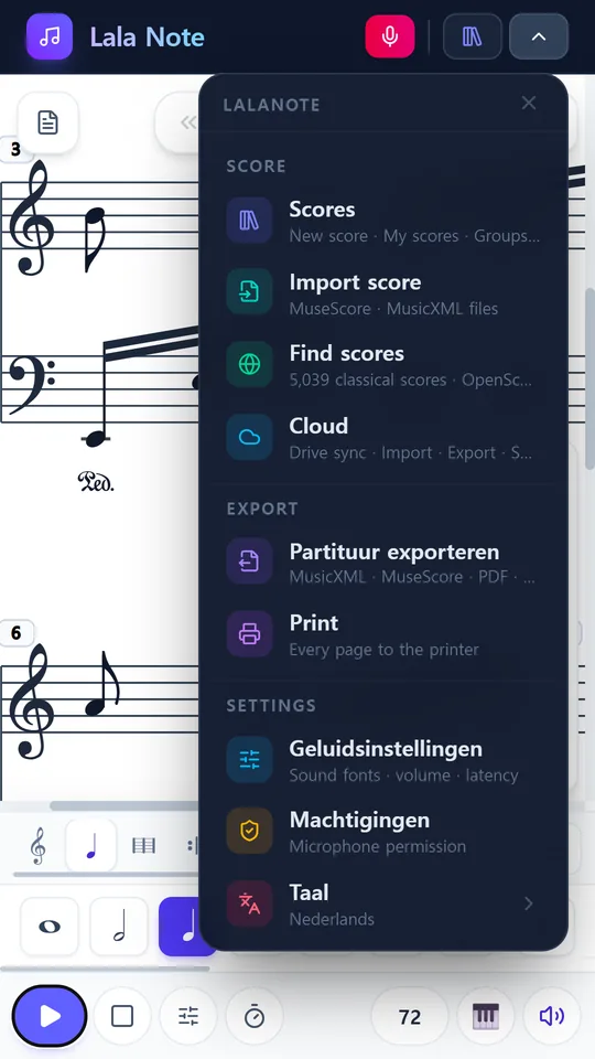 MusicXML, PDF, MIDI en meer